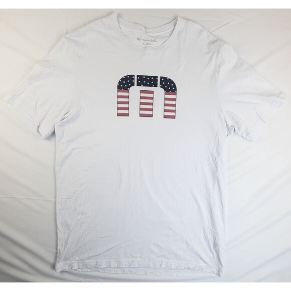 Travis Mathew Golf Graphic Tee T Shirt Mens Size XL White USA Flag Logo - Picture 1 of 6